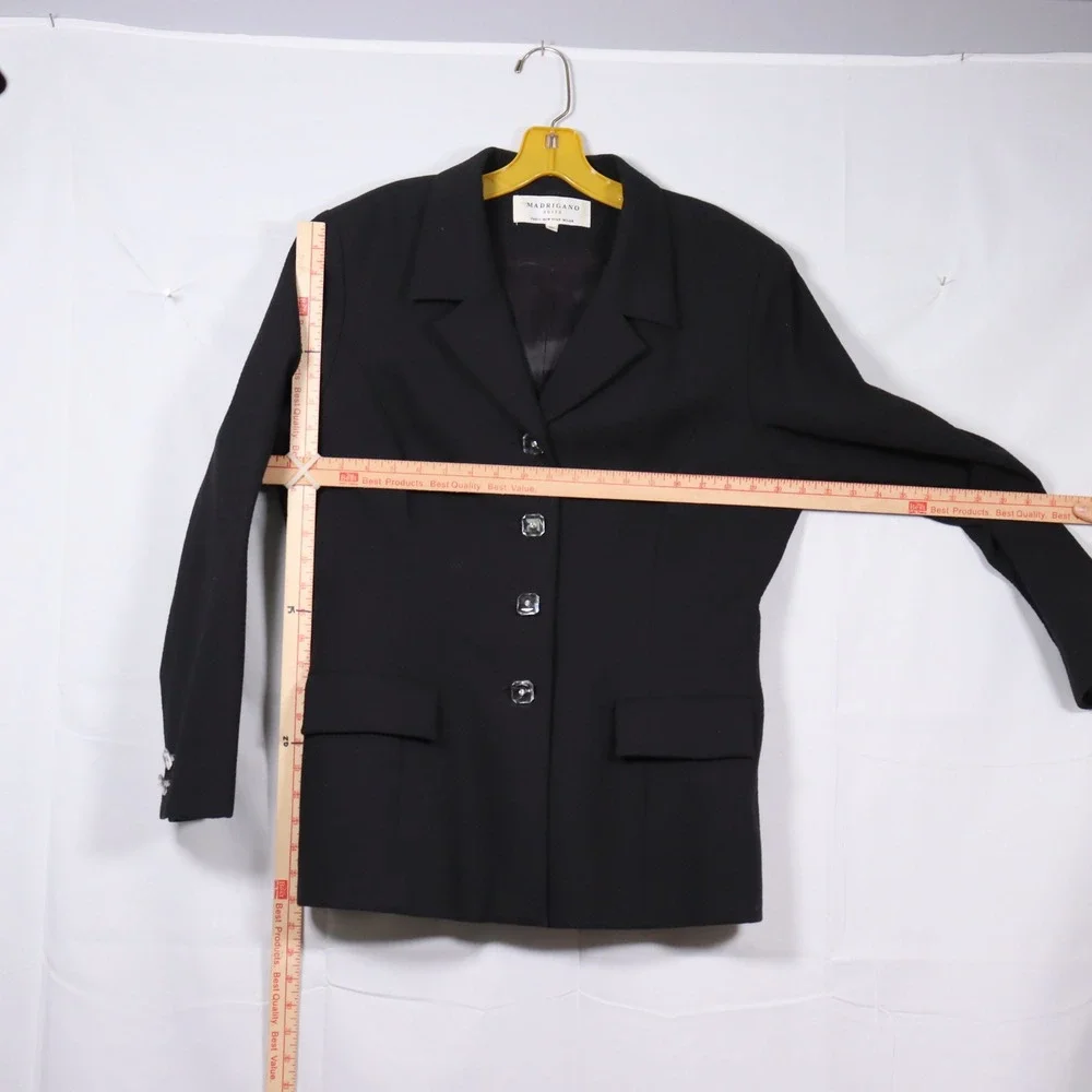 Madrigano Suits Skirt Suit 16 Black Womens Textured Career Professional